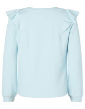 Sequin Penguin Christmas Top in Organic Cotton, Blue (BLUE), large