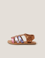 Metallic Leather Gladiator Sandals, Multi (MULTI), large