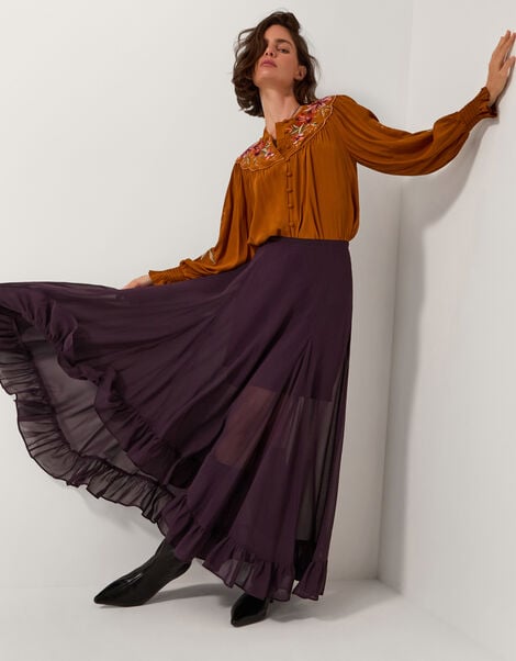 Elsie Frill Maxi Skirt, Purple (PURPLE), large