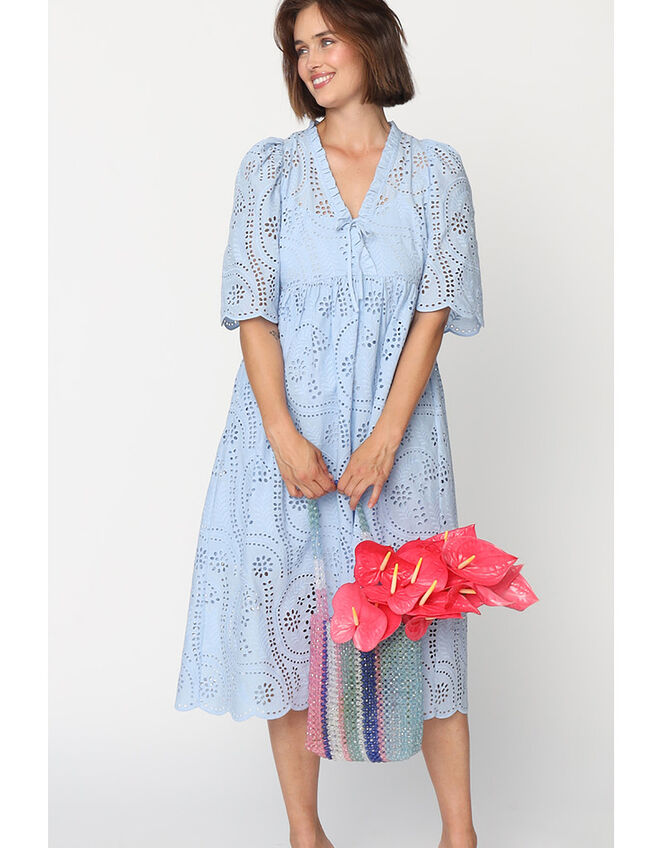 Crās Breeze Embroidered Midi Dress, Blue (BLUE), large
