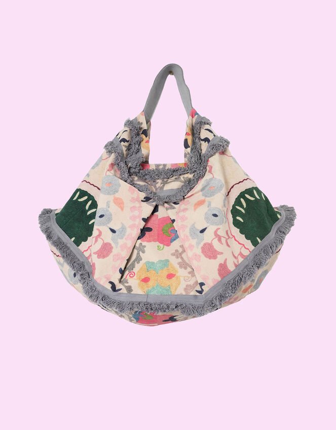 One Hundred Stars Suzani Print Slouch Bag, , large