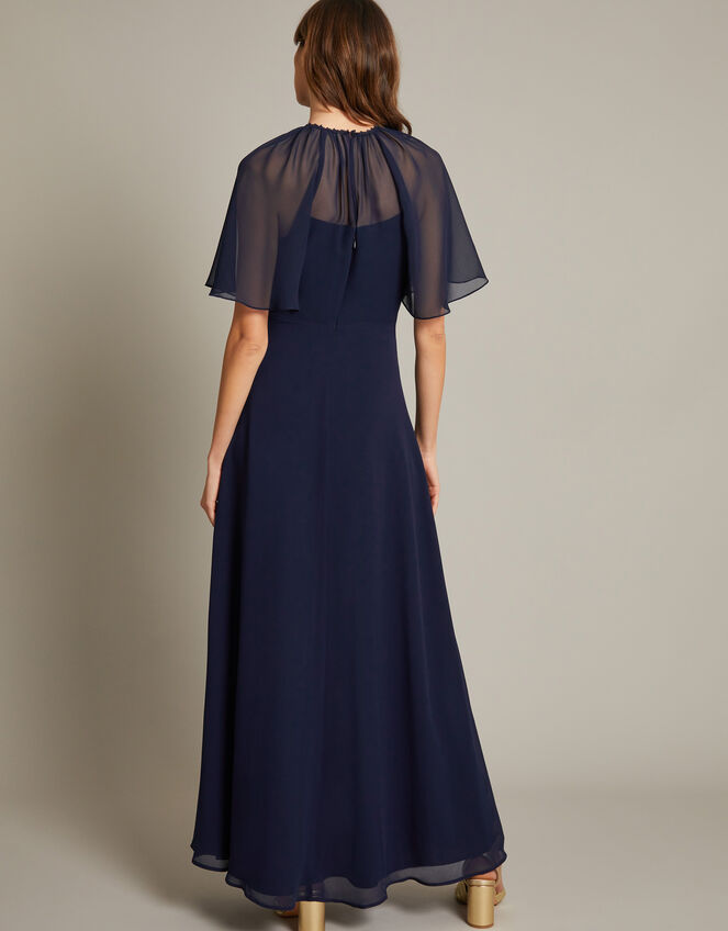 Mona Angel Sleeve Maxi Dress, Blue (NAVY), large