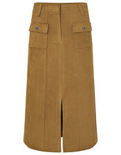 Sally Suedette Midi Skirt, Tan (TAN), large