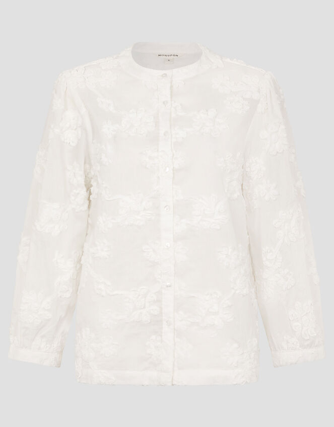Blair Floral Cornelli Cotton Blouse, Ivory (IVORY), large