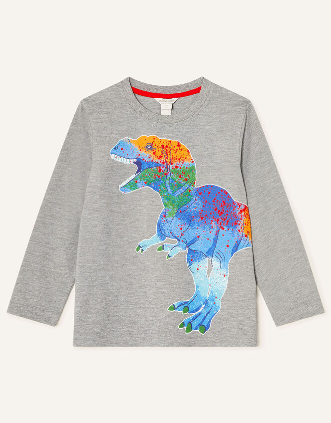 Dinosaur Long Sleeve T-Shirt, Grey (GREY), large