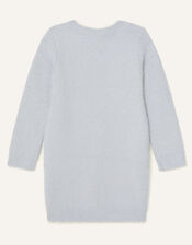 Sequin Swan Knit Dress, Grey (GREY), large