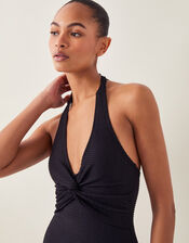 Alicia Rib Halter Swimsuit, Black (BLACK), large