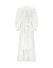 East Bridget Cutwork Tiered Midi Dress, White (WHITE), large