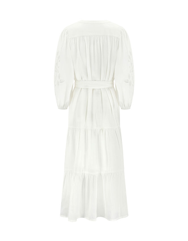 East Bridget Cutwork Tiered Midi Dress, White (WHITE), large