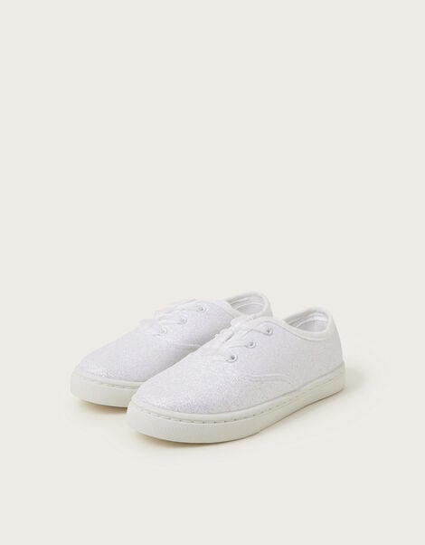 Glitter Pump Trainers, Ivory (IVORY), large
