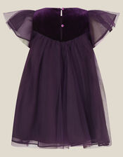 Baby Winnie Velvet Bow Party Dress, Purple (PURPLE), large