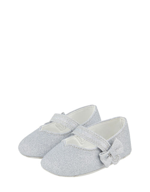 Baby Sparkle Bow Walker Shoes Silver