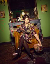 One Hundred Stars Primula Print Midi Dress, Black (BLACK), large