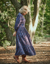 Dilli Grey Cord Print Dress, Blue (NAVY), large