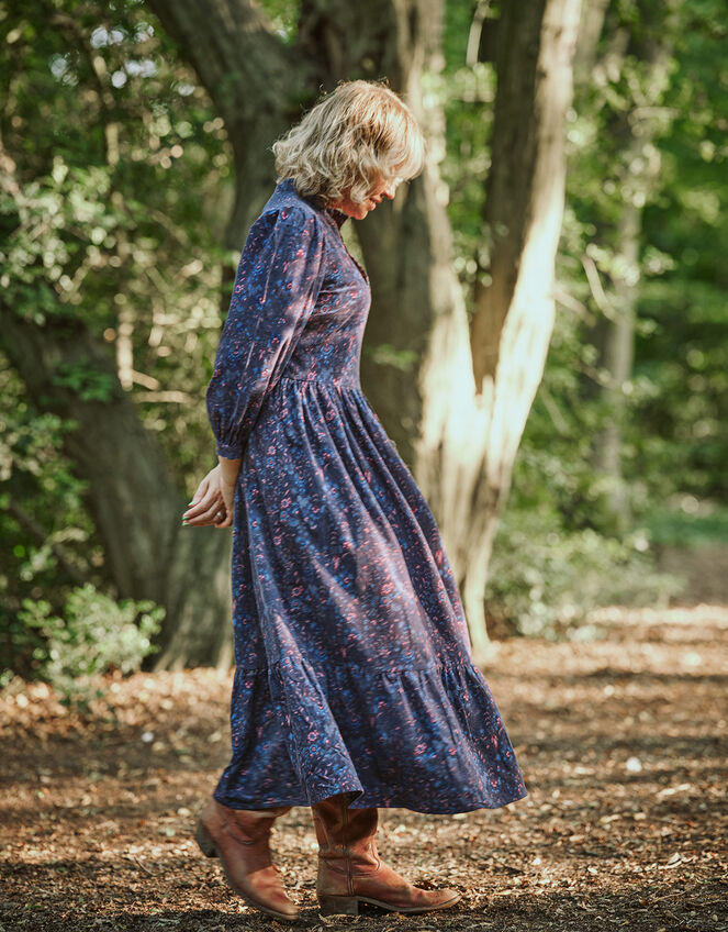 Dilli Grey Cord Print Dress, Blue (NAVY), large