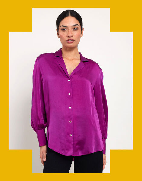 East Satin Blouse, Pink (PINK), large
