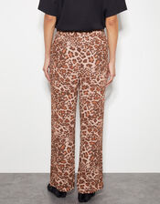 Arielle Leopard Print Pants, Brown (BROWN), large