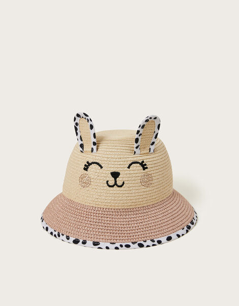 Baby Spot Bunny Straw Sun Hat, Pink (PINK), large