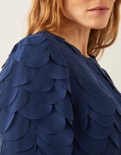 Elora Scalloped Chiffon Jacket, Blue (NAVY), large