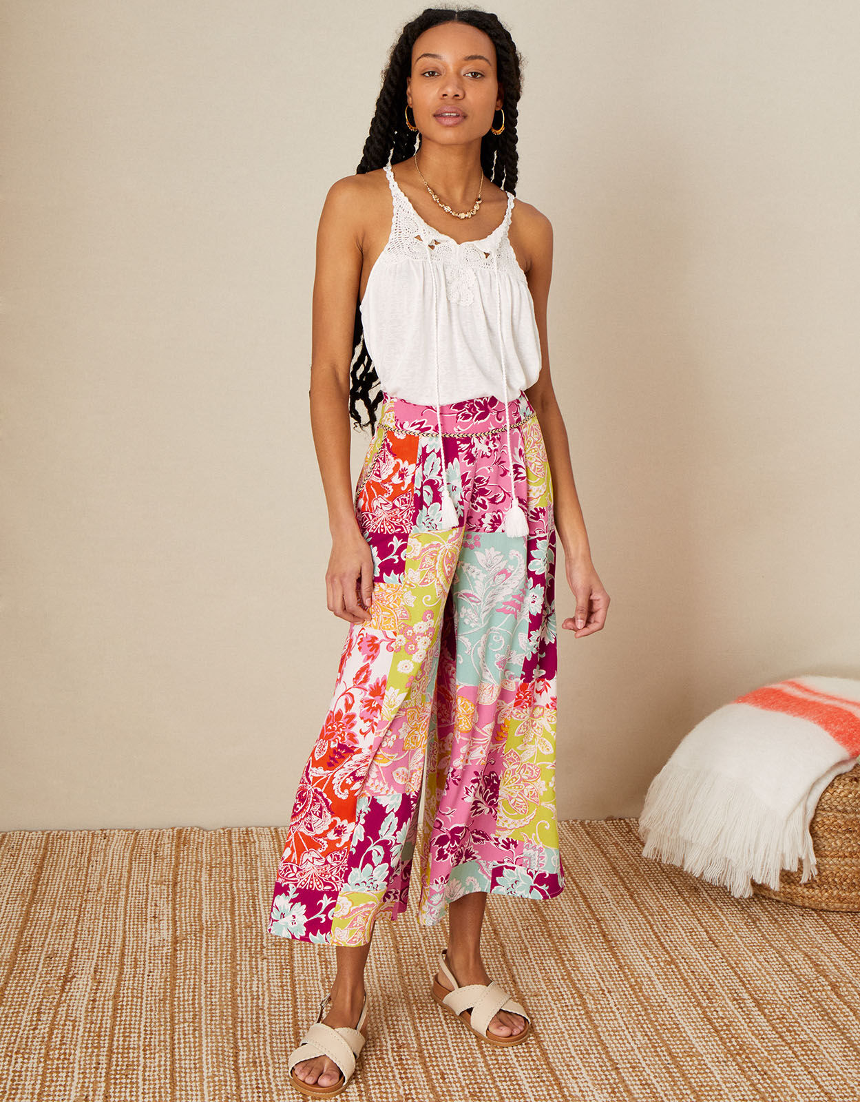 Printed sale cropped trousers