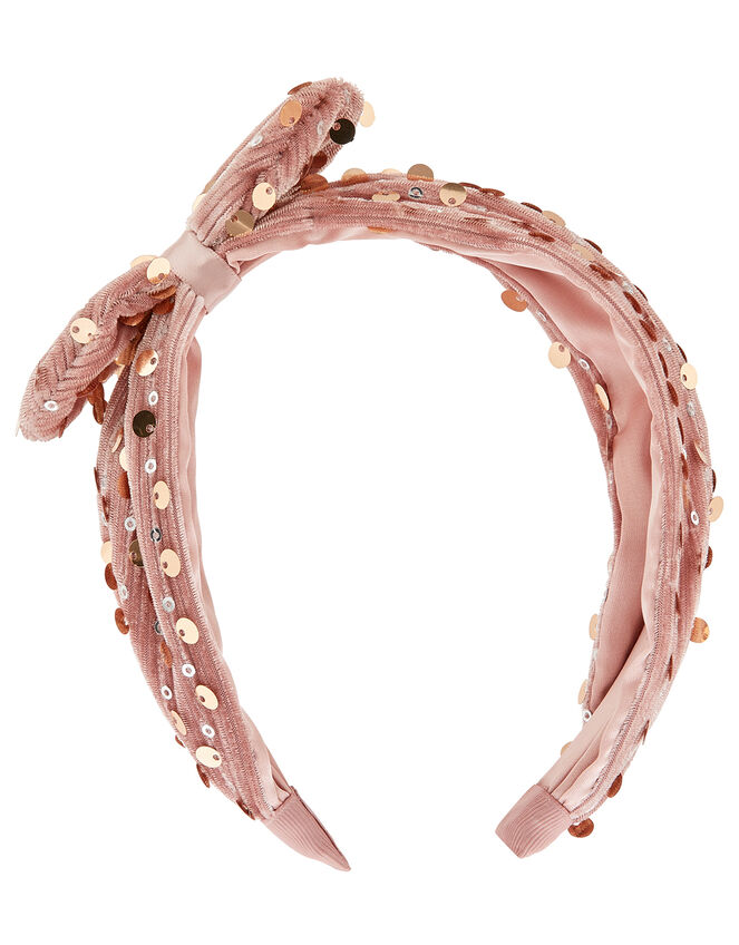Sequin Velvet Bow Headband, , large