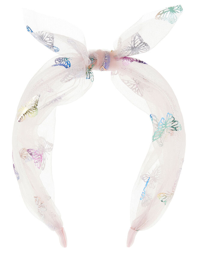 Rainbow Butterfly Knot Headband, , large
