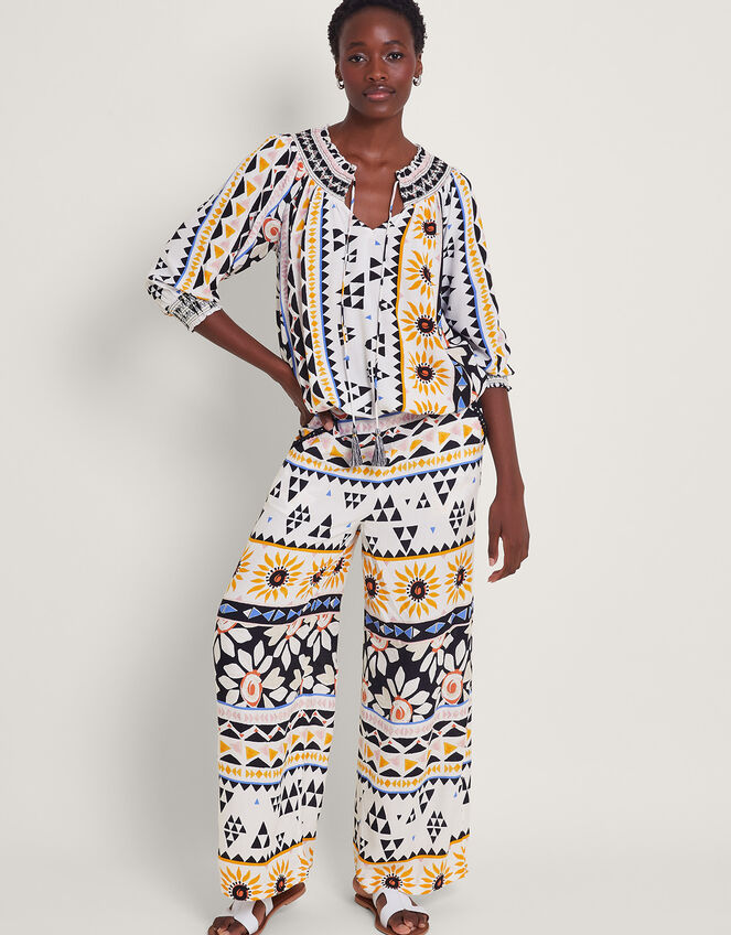 Corey Print Trousers, Ivory (IVORY), large