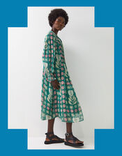 East Charlize Printed Pintuck Midi Dress, Green (GREEN), large