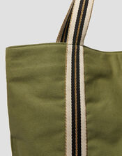 Nia Stripe Strap Tote Bag, Green (KHAKI), large