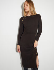 Ciara Button Midi Jumper Dress, Brown (CHOCOLATE), large