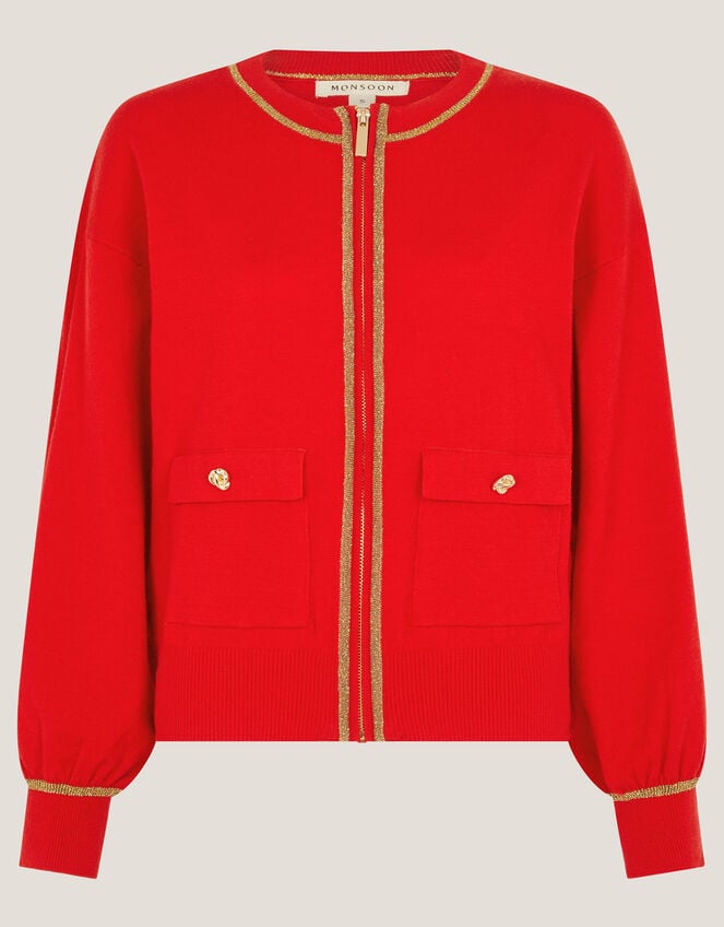 Nolan Knit Bomber Jacket, Red (RED), large