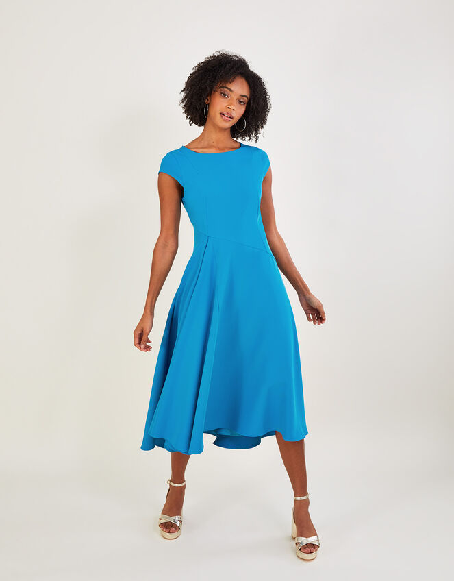 Sarah Structured Midi Dress Blue