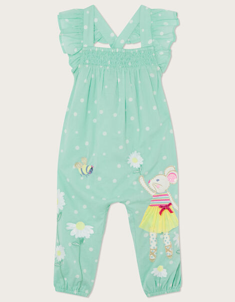 Baby Applique Daisy Mouse Romper , Green (GREEN), large