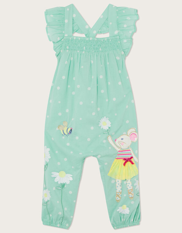Baby Applique Daisy Mouse Romper , Green (GREEN), large