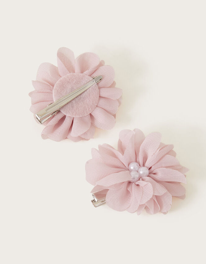 Rosette Pearl Hair Clips Set of Two, , large