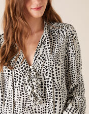Spot Print Blouse in Sustainable Viscose, Ivory (IVORY), large