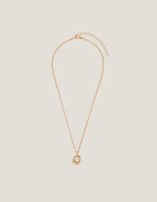 Two Tone Twisted Circle Pendant Necklace , , large