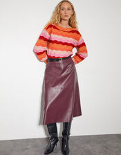 Sasha Scallop Stripe Sweater, Pink (PINK), large