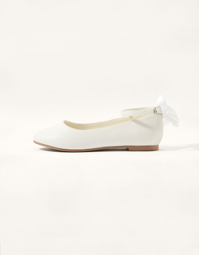 Organza Bow Ballerina Flats, White (WHITE), large