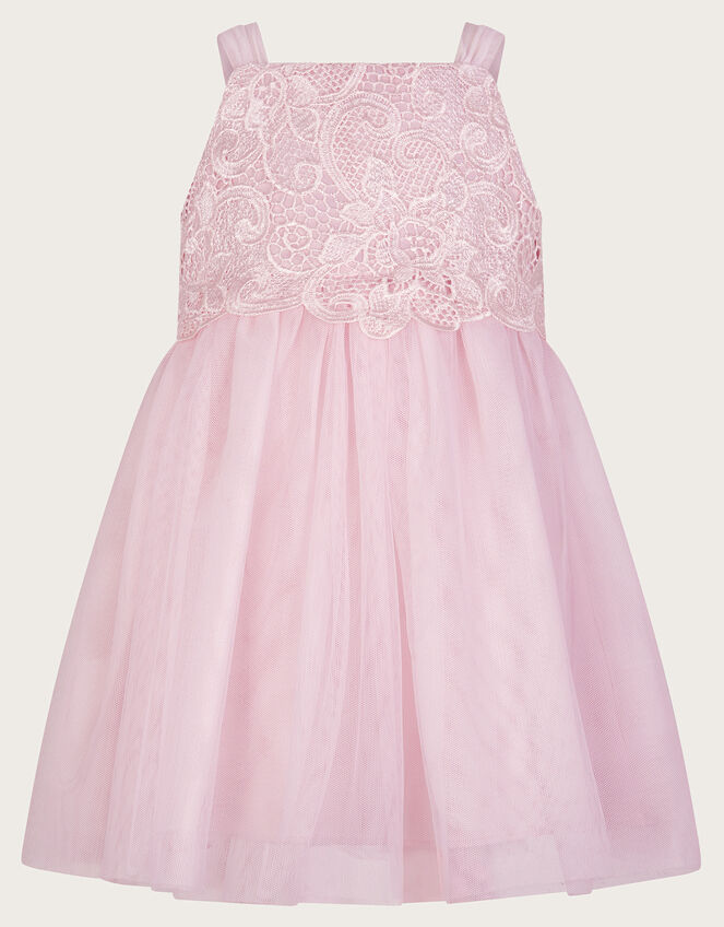 Baby Anna Sleeveless Lacy Dress, Pink (PALE PINK), large