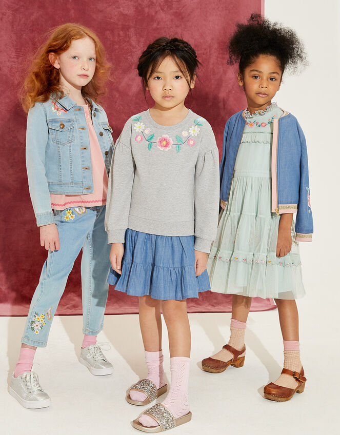 Jumper 2-in-1 Chambray Dress, Grey (GREY), large