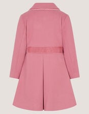 Velvet Bow A-Line Coat, Pink (PINK), large