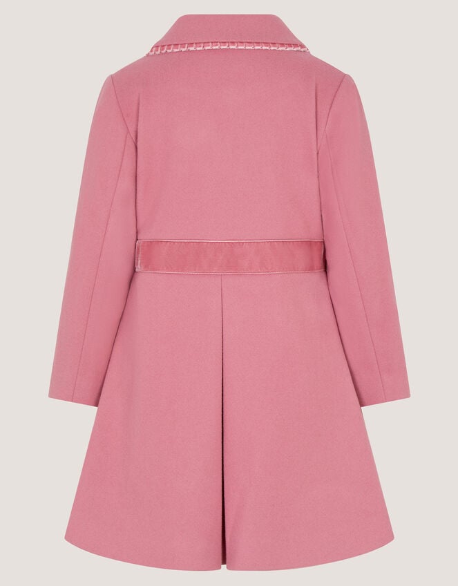 Velvet Bow A-Line Coat, Pink (PINK), large