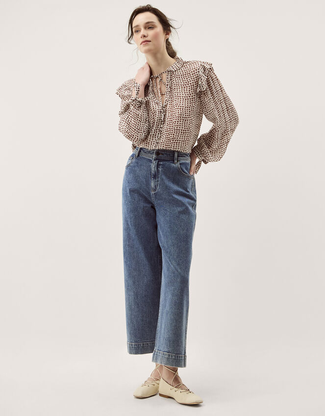 Hope Heart Print Blouse, Brown (CHOCOLATE), large