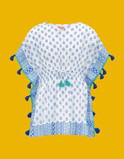 Sunuva Teen Block Print Kaftan, Blue (BLUE), large