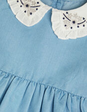 Baby Tiered Chambray Dress, Blue (BLUE), large