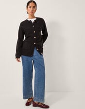 Bella Braid Pocket Cardigan, Black (BLACK), large