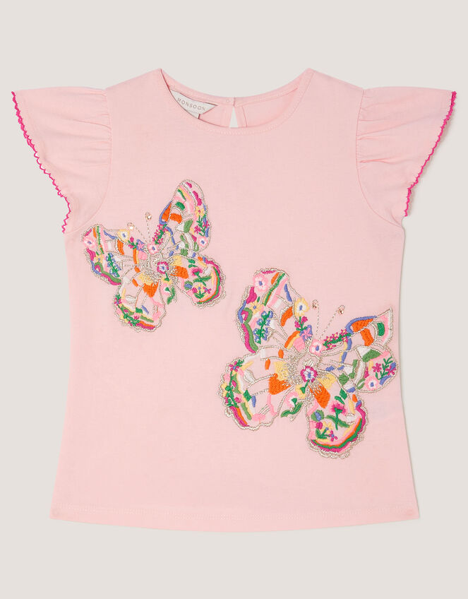 Butterfly Embroidered T-Shirt, Pink (PINK), large