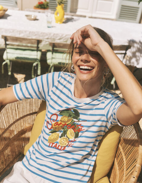 Lindy Sorrento Stripe T-Shirt, Blue (BLUE), large