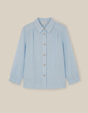 Emily Linen Blend Shirt, Blue (BLUE), large